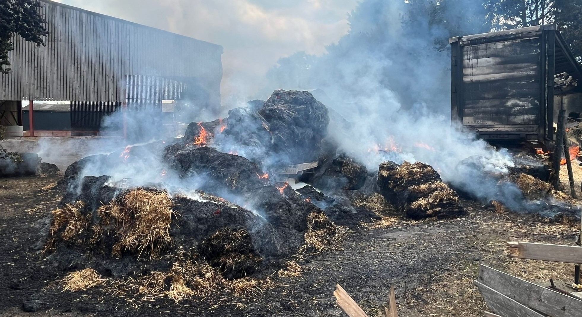 The burning heap of straw