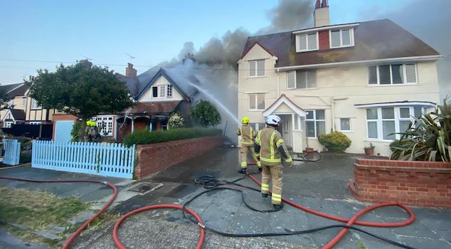 fire affecting two properties in Frinton