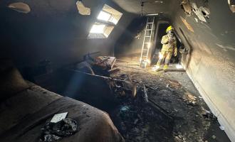 A burnt bedroom after a vape on charge caught fire