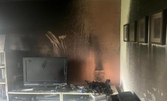 Hoover on charge causes fire