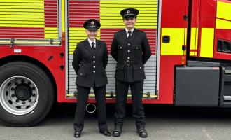 Firefighters Leanne Hollington and Evan Theobald
