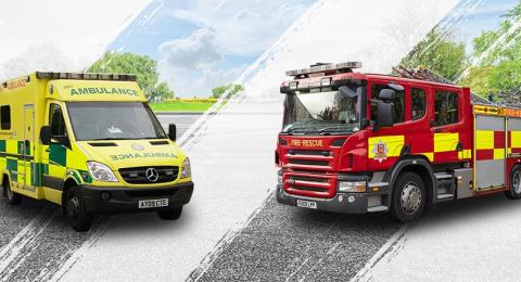Ambulance and fire engine
