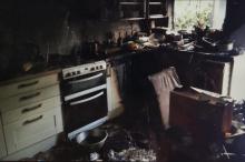 A burnt-out kitchen