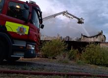 An Aerial Ladder Platform being used to extinguish the fire