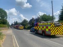 Fire engines on Stortford Road, Little Canfield