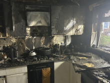 fire damaged kitchen in Basildon